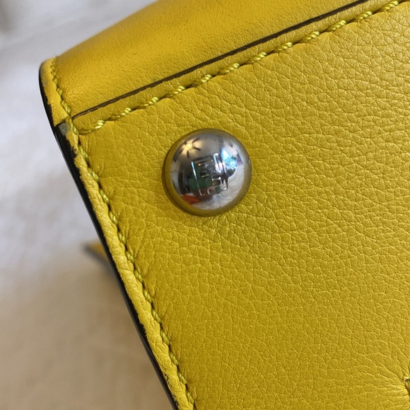 Fendi handbag, yellow leather w/ blue interior like new - Picture 14 of 17